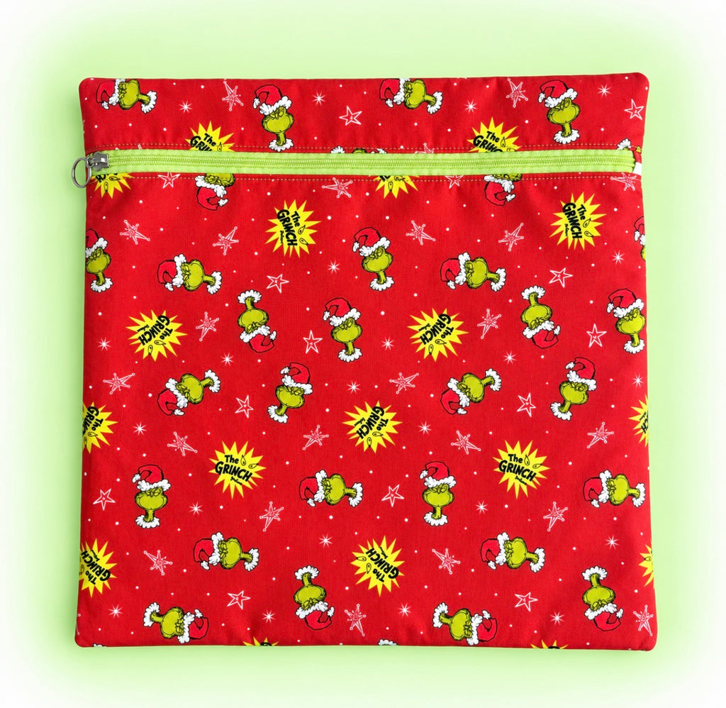 Festive Green Holiday Character Project Bag