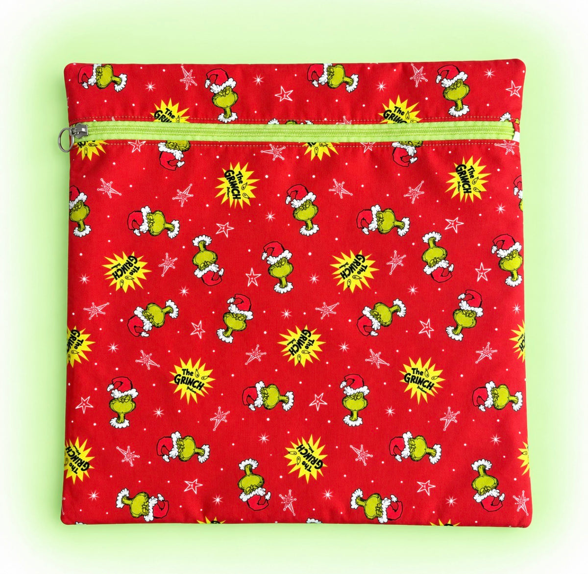 Festive Green Holiday Character Project Bag