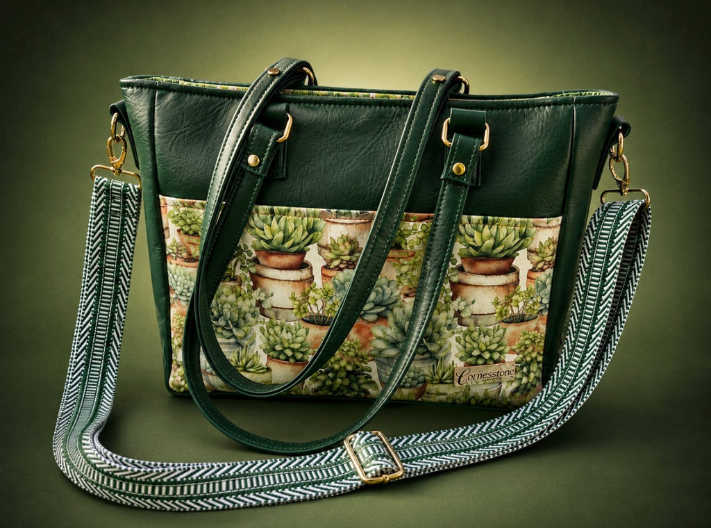Becca bag with 2 crossbody straps included with succulent vinyl