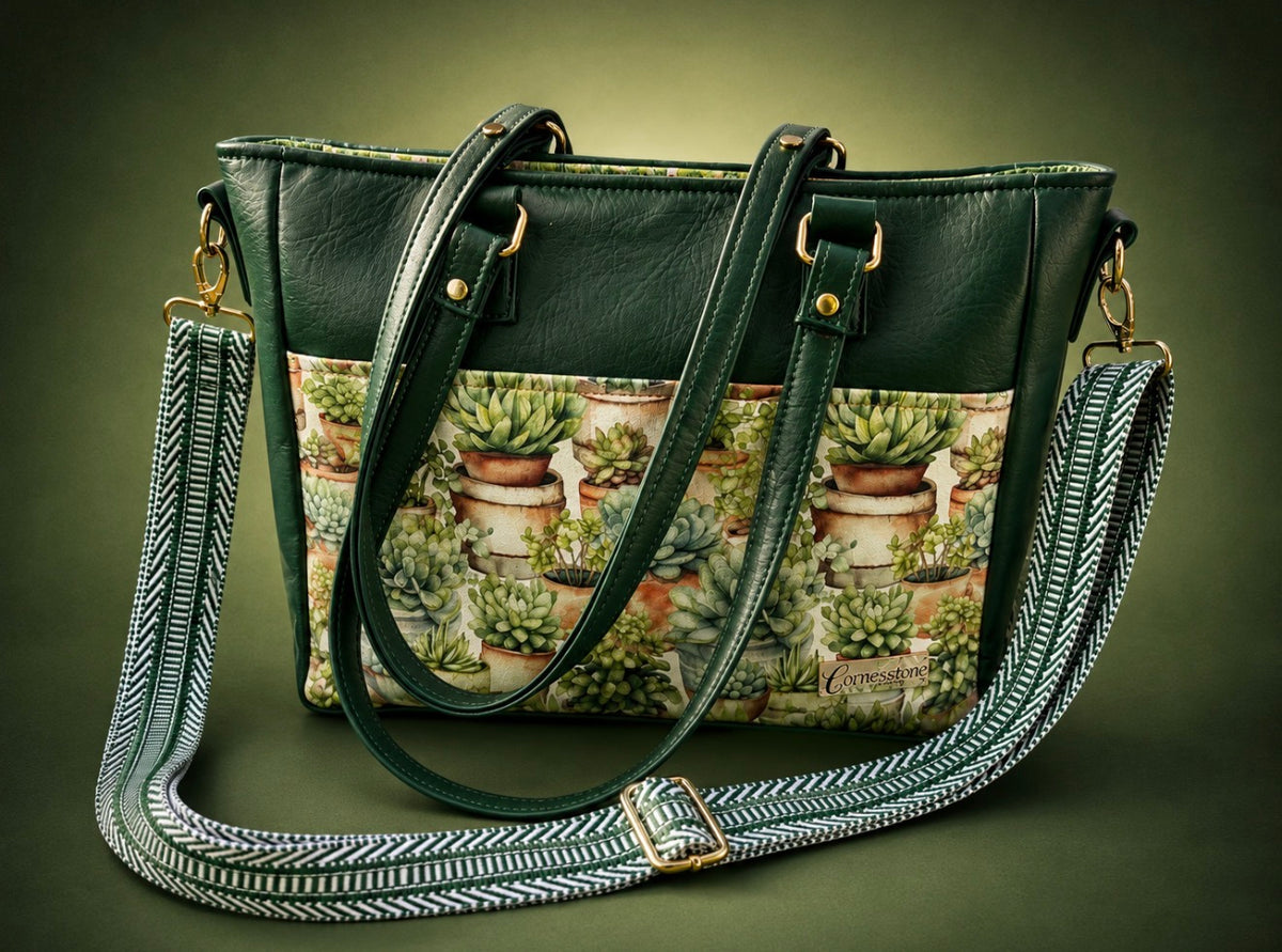Becca bag with 2 crossbody straps included with succulent vinyl