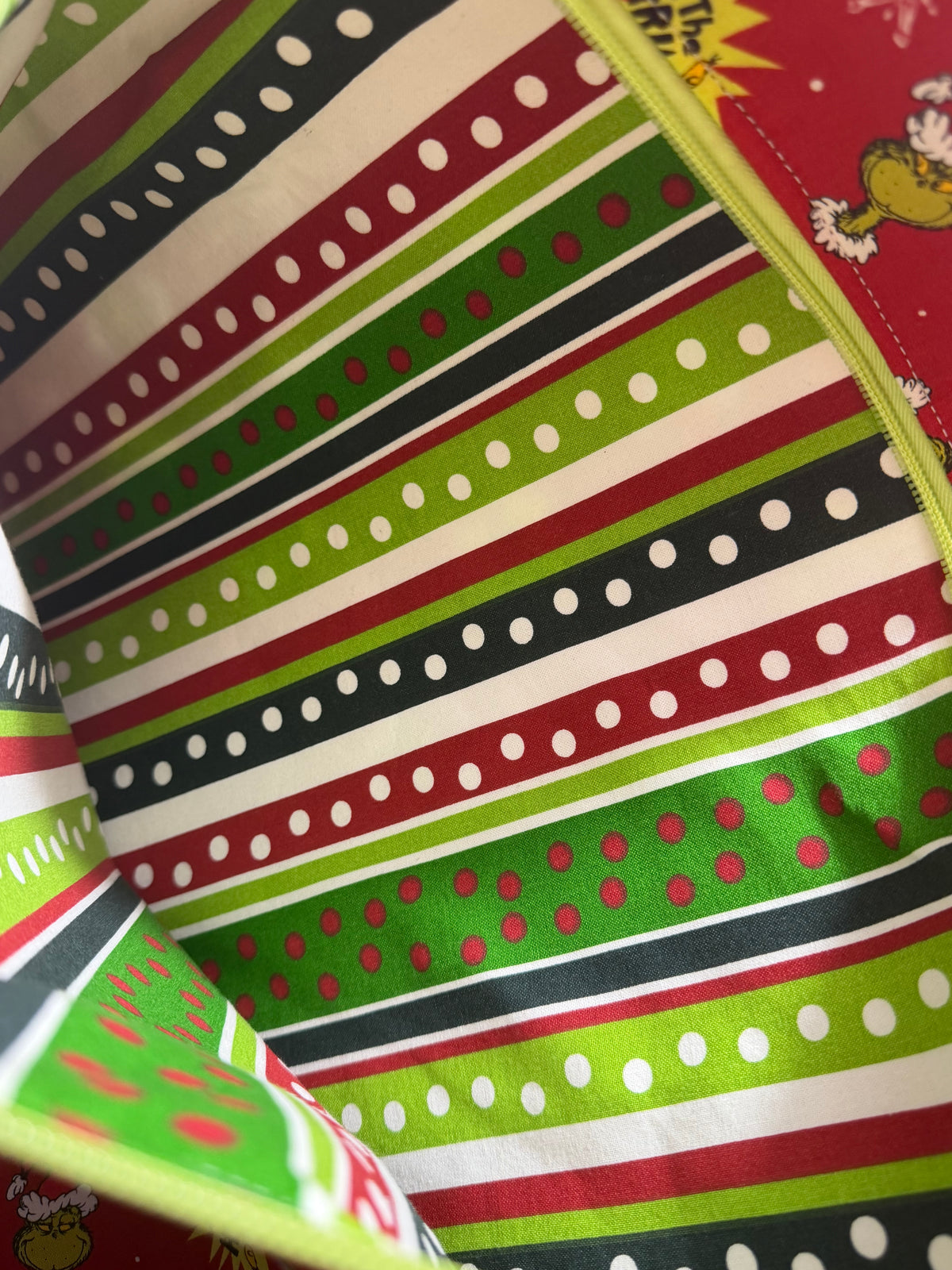 Festive Green Holiday Character Project Bag