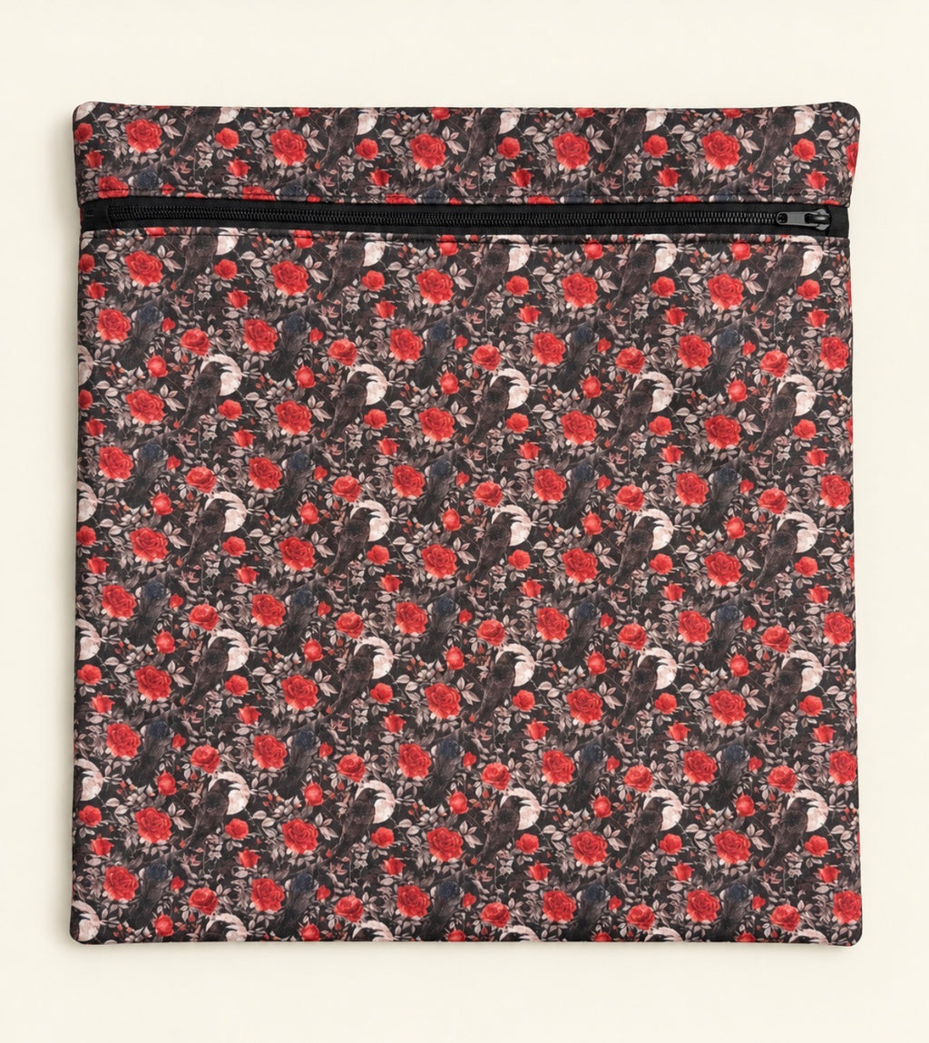 Project Bag for Cross Stitch with ravens, roses and moons