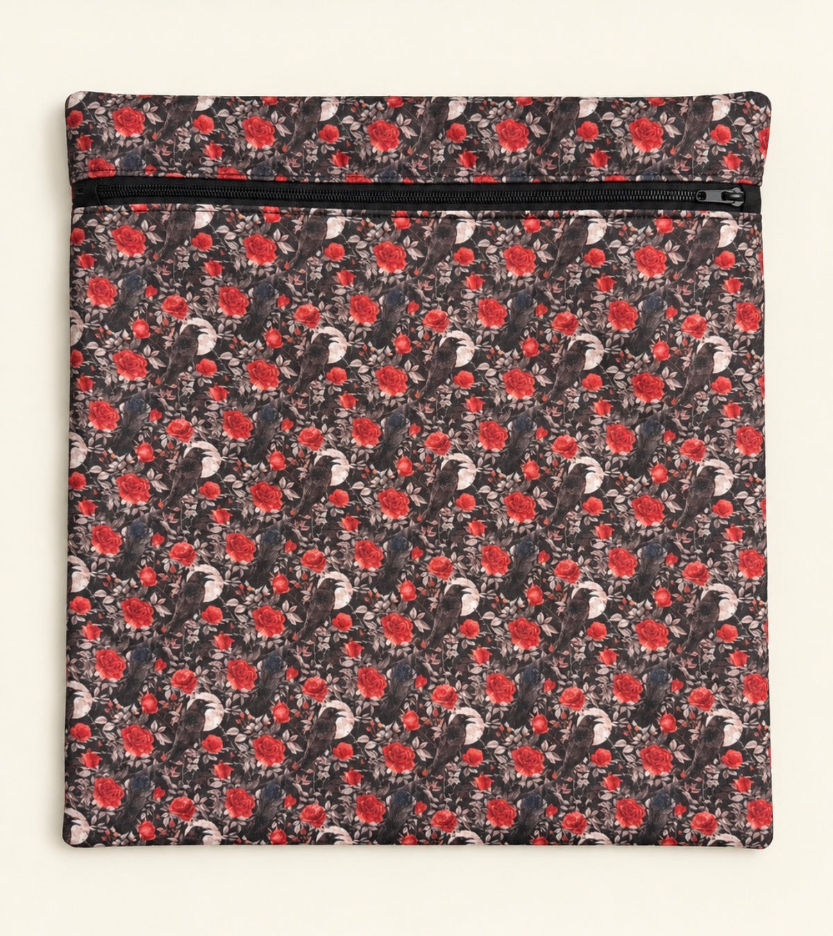 Project Bag for Cross Stitch with ravens, roses and moons