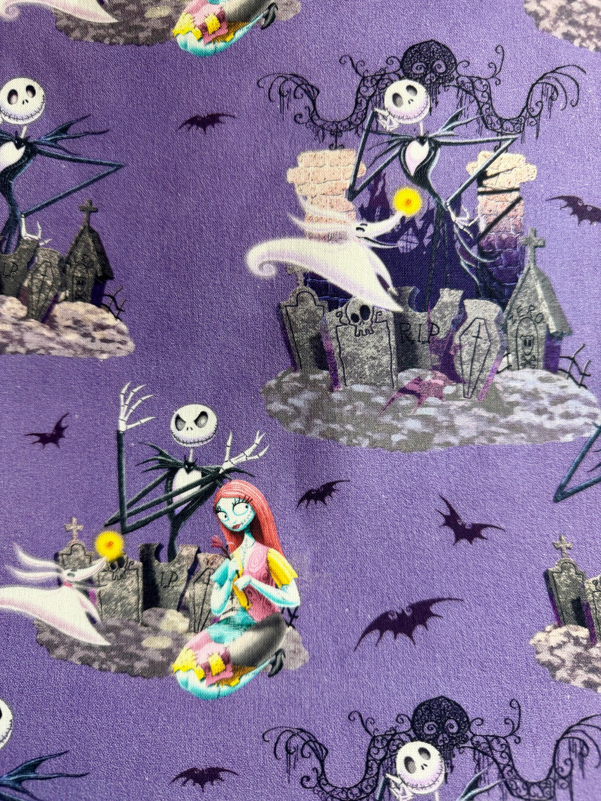 Project Bag for Cross Stitch with skeleton man and stitched woman