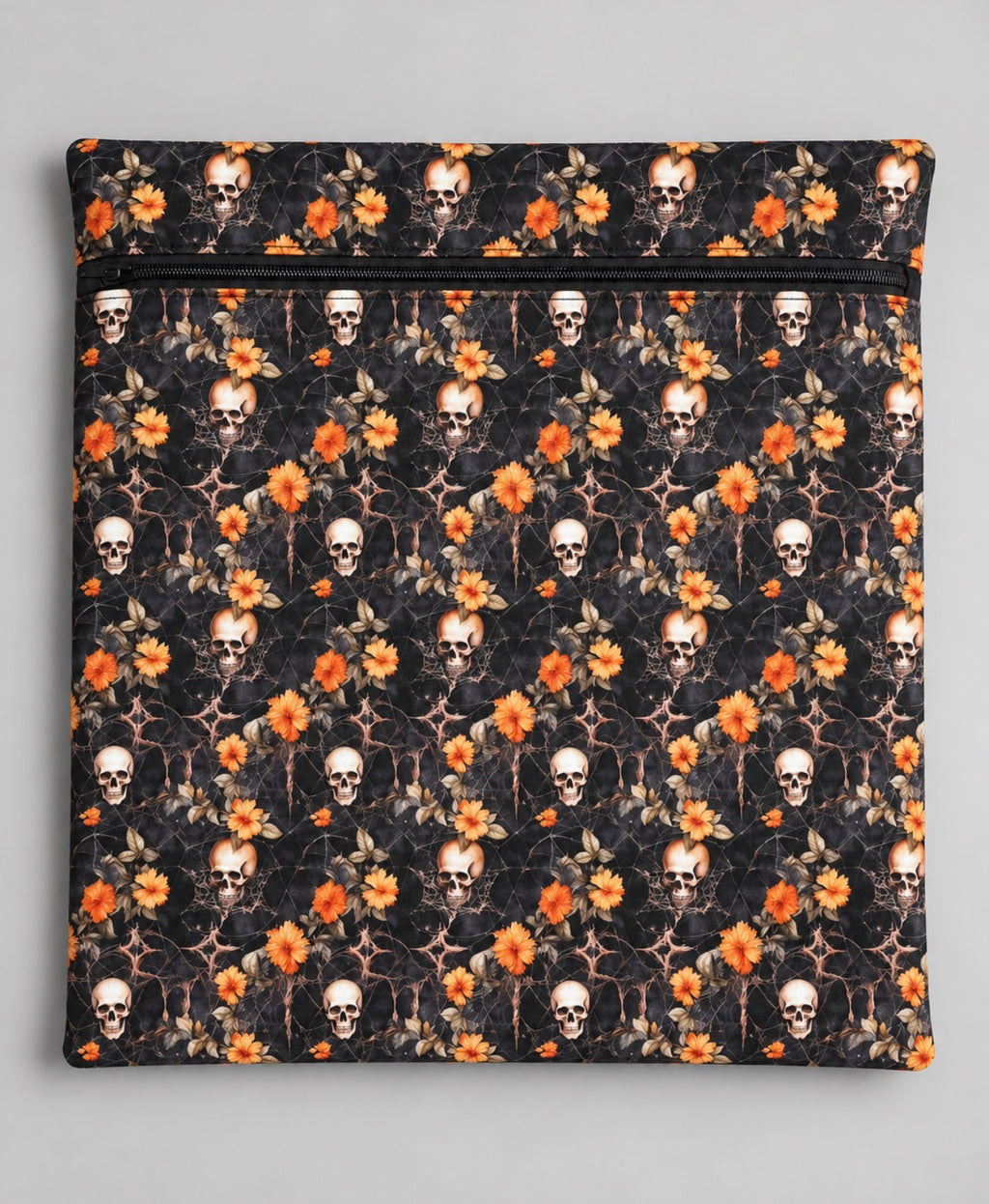 Project Bag for Cross Stitch with skulls and flowers