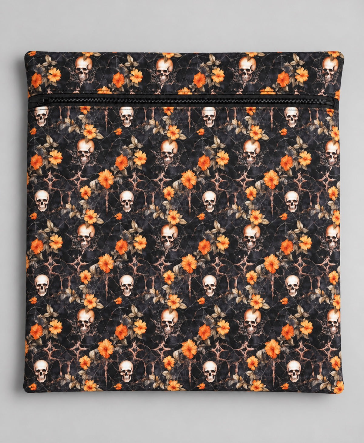 Project Bag for Cross Stitch with skulls and flowers
