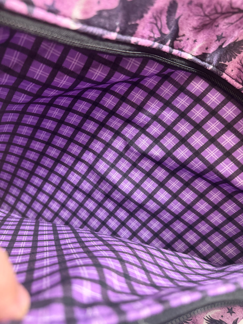 Project Bag for Cross Stitch with ravens, moon and stars