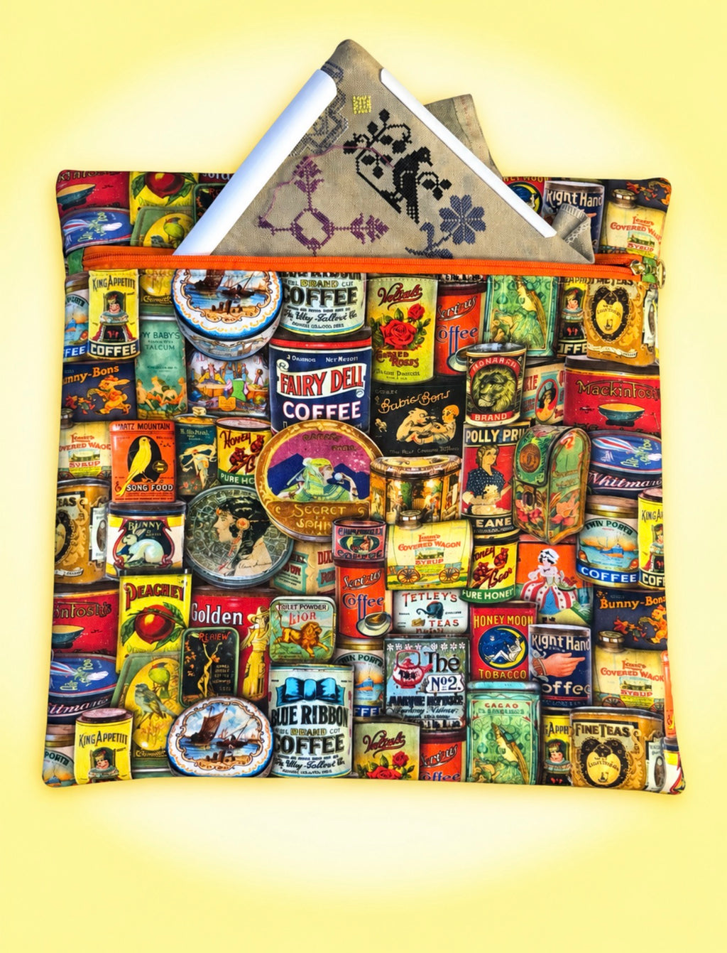 Vintage Coffee & Tea Project Bag