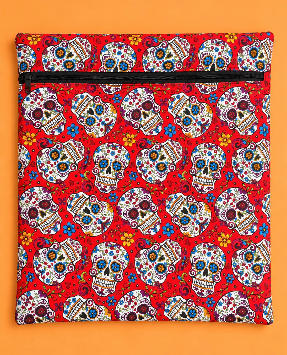Project Bag for Cross Stitch with Dia de los muertos sugar skulls