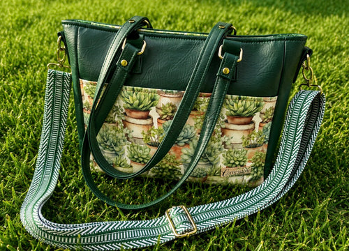 Becca bag with 2 crossbody straps included with succulent vinyl