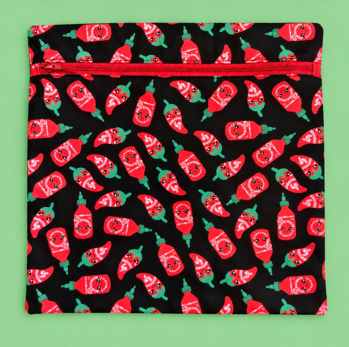 Project Bag for Cross Stitch with Hot Sauce Bottles