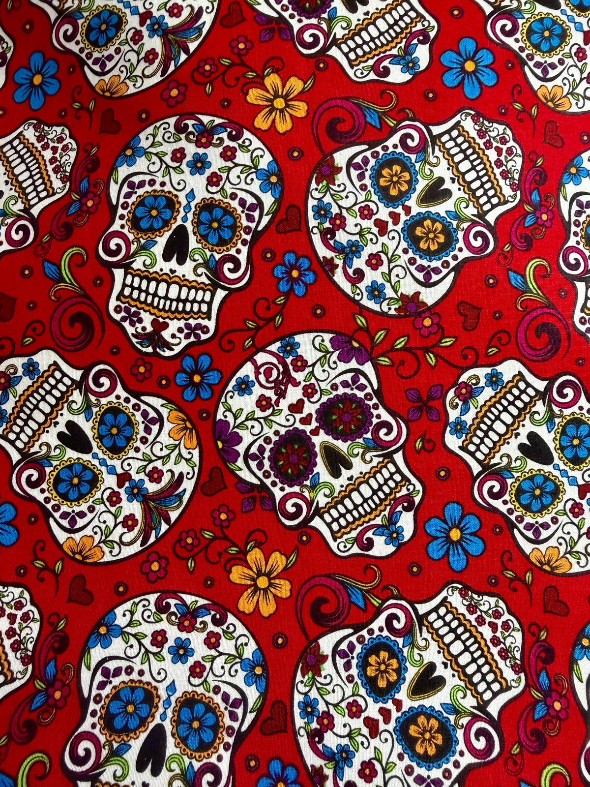 Project Bag for Cross Stitch with Dia de los muertos sugar skulls