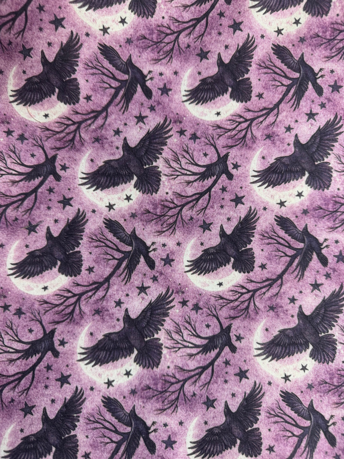 Project Bag for Cross Stitch with ravens, moon and stars