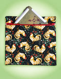 Project Bag for Cross Stitch with roosters and flowers