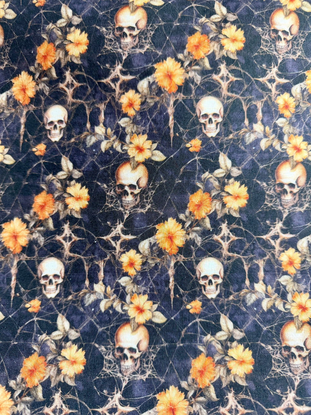 Project Bag for Cross Stitch with skulls and flowers