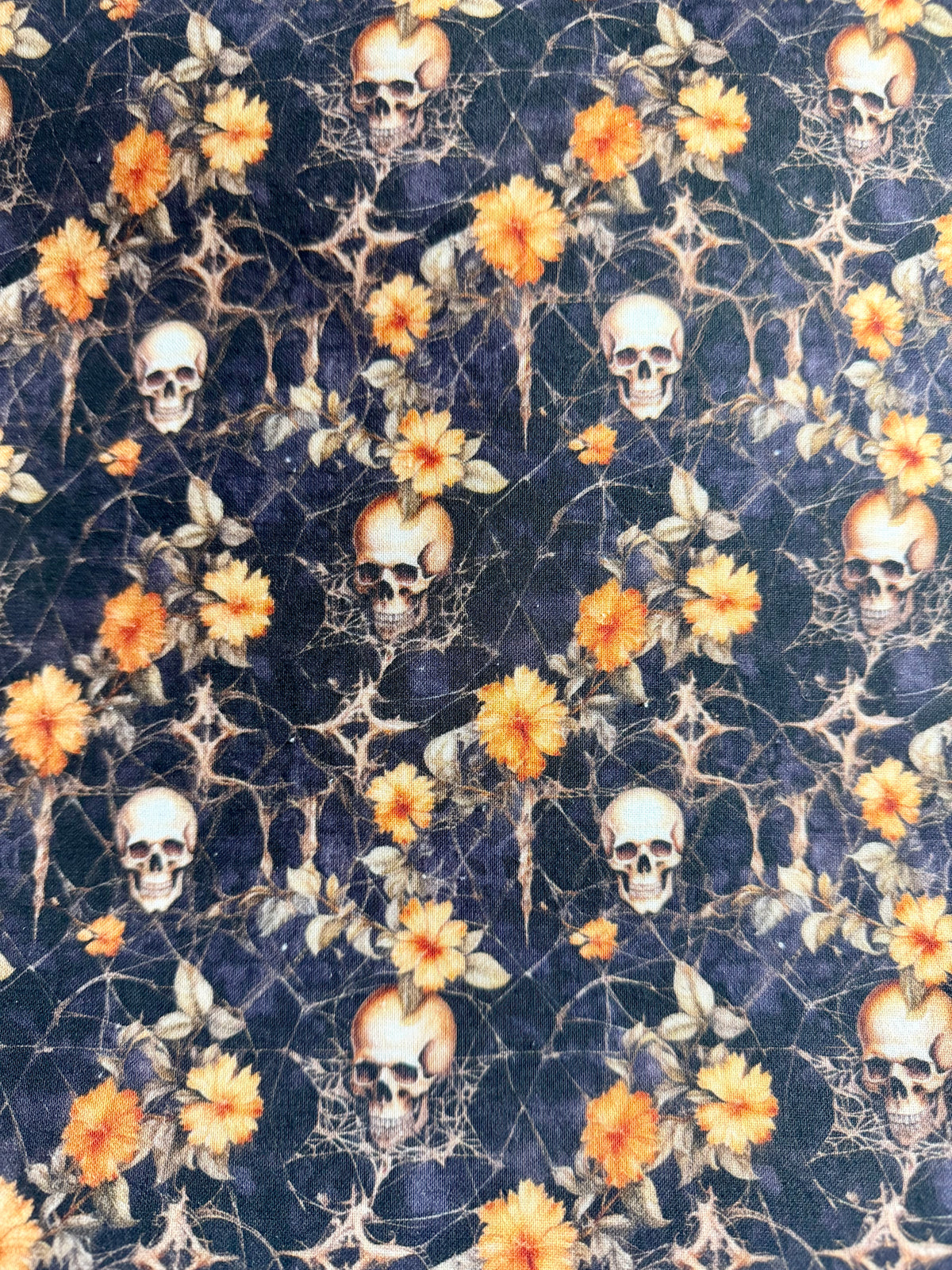 Project Bag for Cross Stitch with skulls and flowers