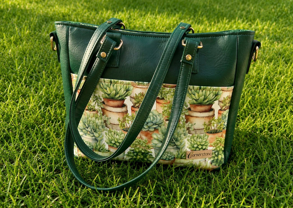Becca bag with 2 crossbody straps included with succulent vinyl
