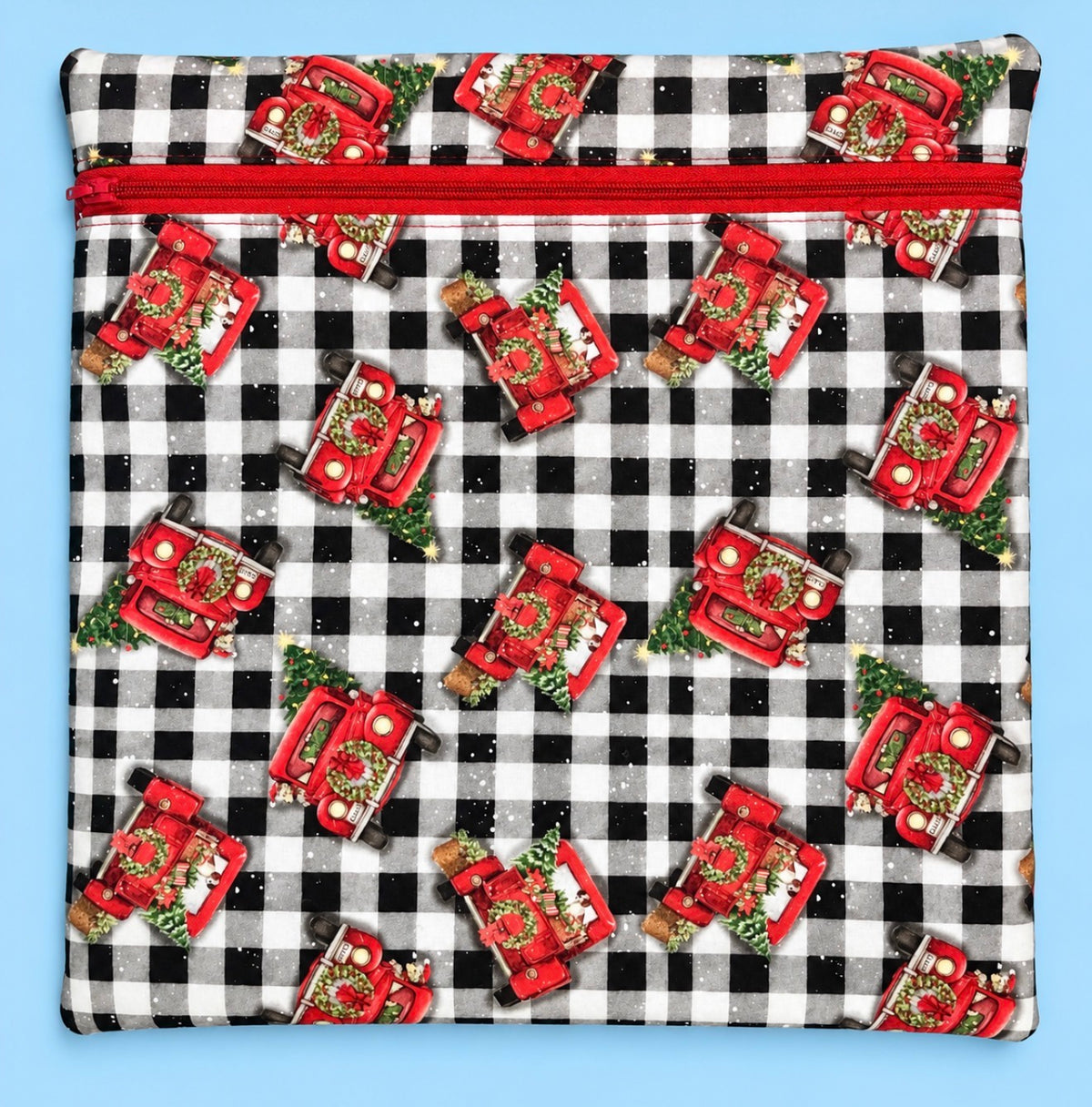 Project Bag for Cross Stitch Christmas w/Red Country Trucks
