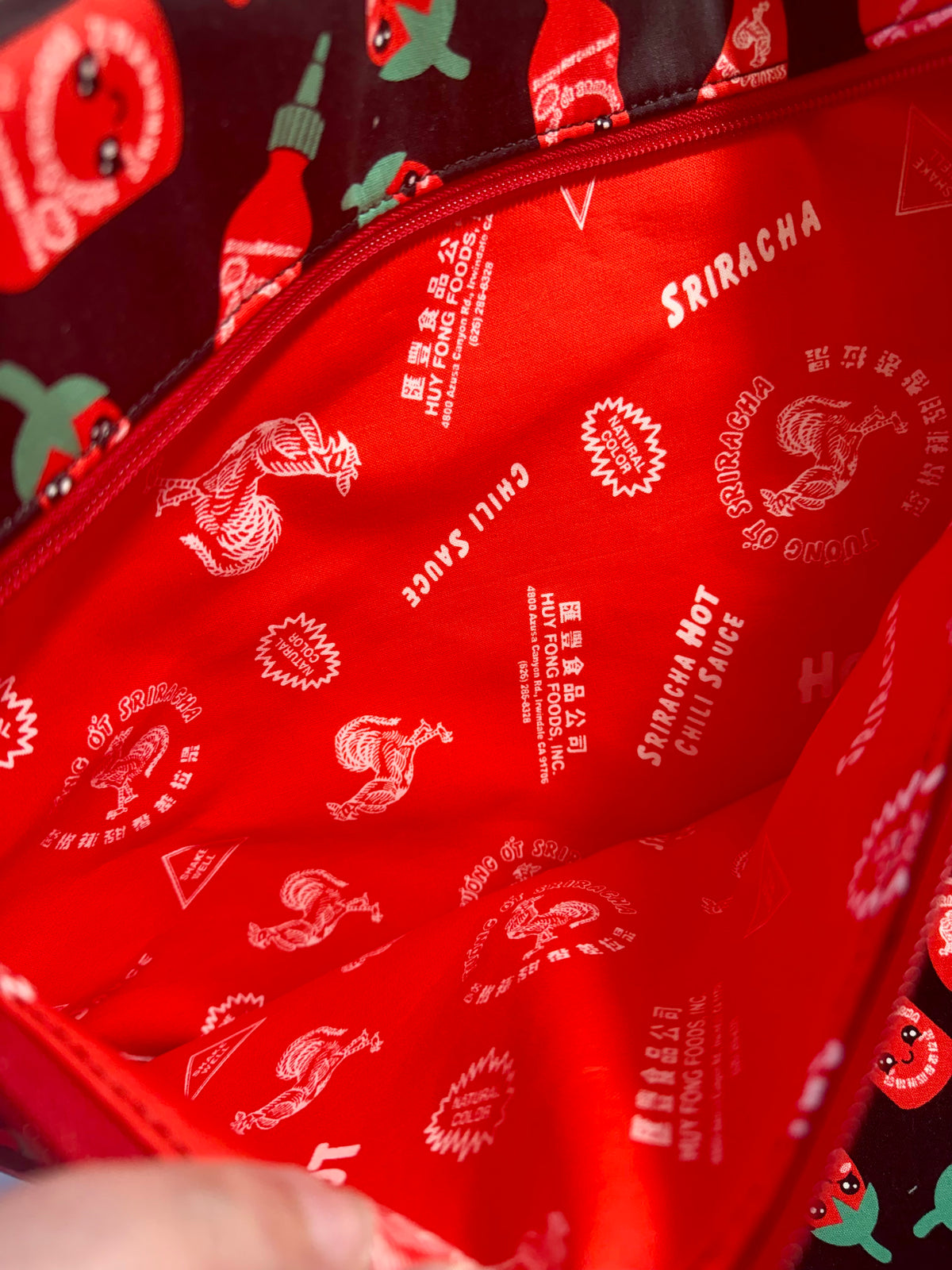 Project Bag for Cross Stitch with Hot Sauce Bottles