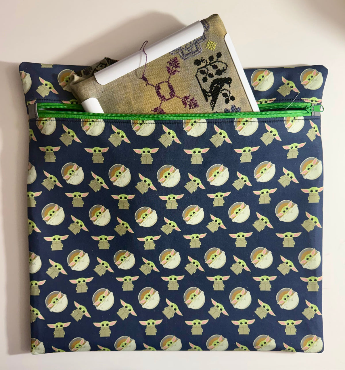 Project Bag for Cross Stitch with baby aliens