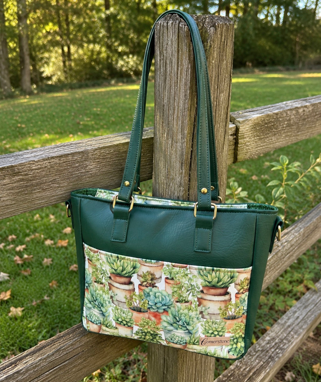 Becca bag with 2 crossbody straps included with succulent vinyl