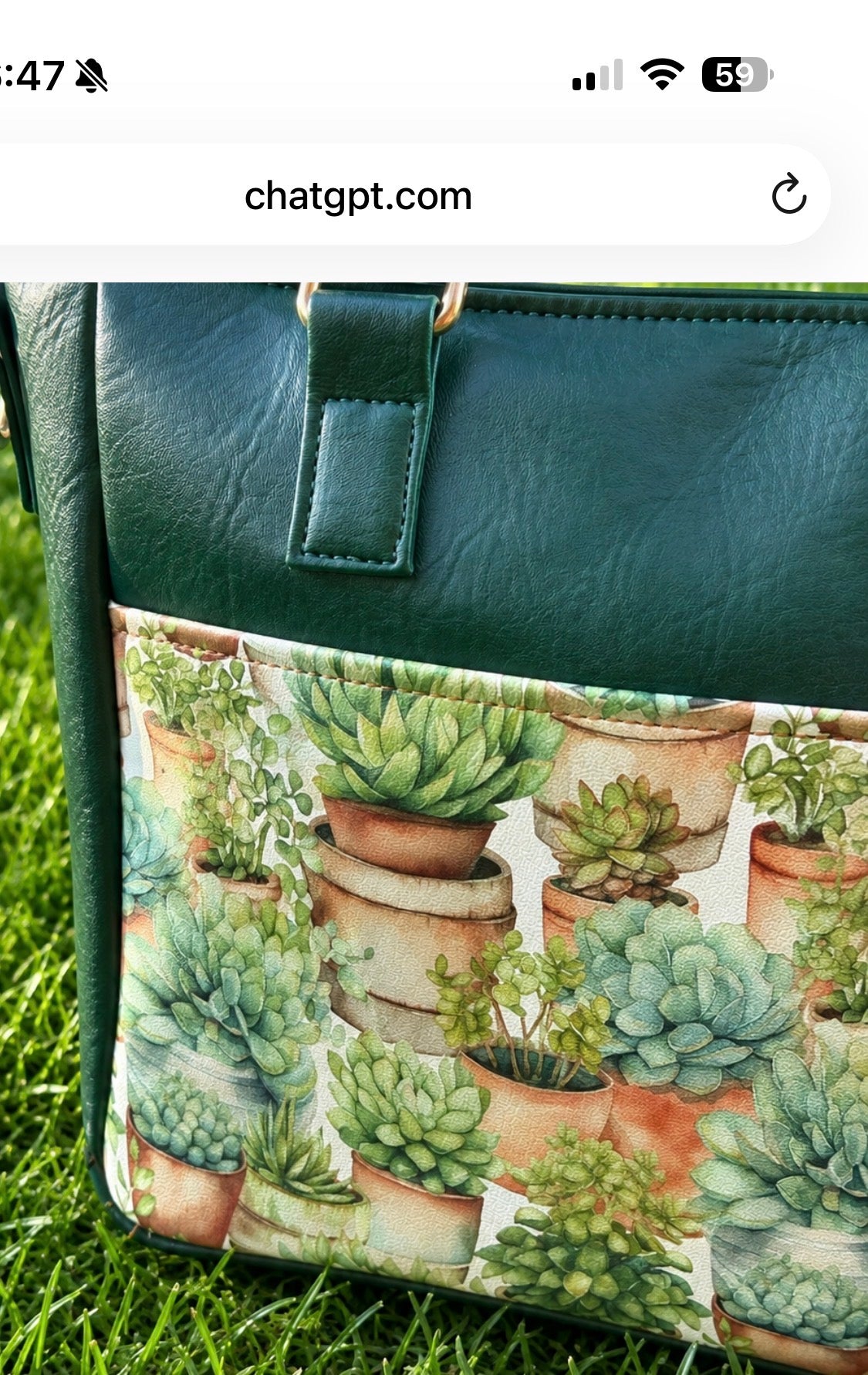 Becca bag with 2 crossbody straps included with succulent vinyl